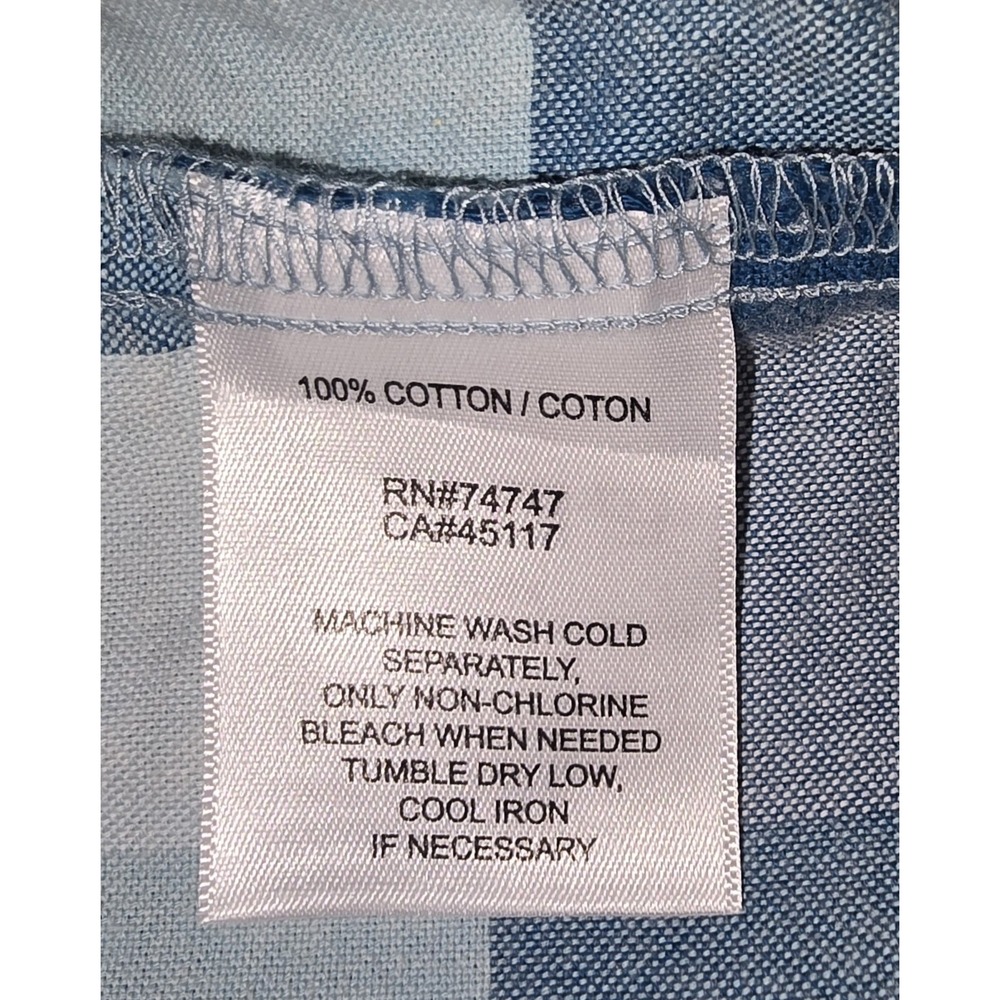 Red Head Blue Plaid Button Up Short Sleeve Shirt Outdoor Casual Spring Mens Sz L - Picture 6 of 10